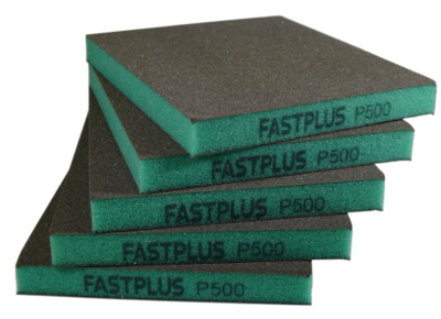 BS03 Абраз. 2-стор. губка 120х98х10 P500 FASTPLUS зелёная  P500-600 Superfine
