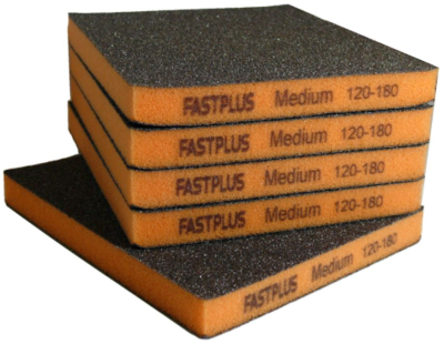 BS03 Абраз. 2-стор. губка 120х98х10 P120-180 FASTPLUS оранжевая P120-180 Medium