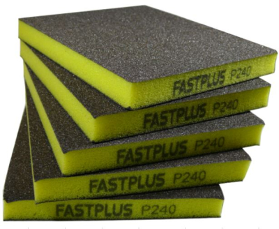 BS03 Абраз. 2-стор. губка 120х98х10 P240 FASTPLUS жёлтая  P240 -320 Fine 
